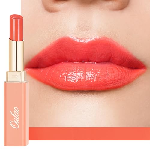 Oulac Lippenstift und Lip Balm, Orange Lippenpflege Lippenstift, Pflegend, Saftig und Glänzend, Lang Anhaltende Feuchtigkeit und Glanz für Trockene und Rissige Lippen, Vegan (12) Orange Shock