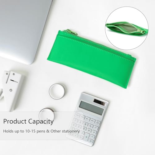 Image of Pencil Pouch for Teens School Office Supplies Pencil Case Cosmetic Bag Zipper (Grass Green)