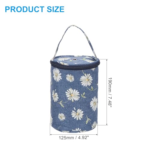 Image of PATIKIL Knitting Bag for Yarn Storage, Small Size Crochet Organizer Strap Case Holder with Pocket for Crocheting Supplies Needles Hooks, Dark Blue