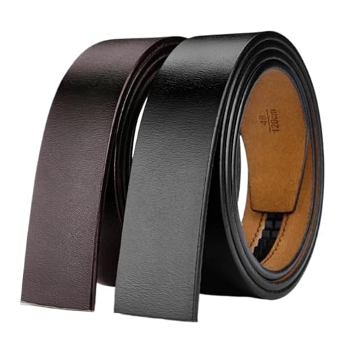 Black Brown Plus Size 130 140 150cm Buckleless 3.5cm Wide Leather Belt Without Automatic Buckle Belt2
