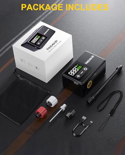 KEPEAK Mini bomba de bicicleta, bomba de bicicleta com medidor de pressão digital, bomba de ar portá