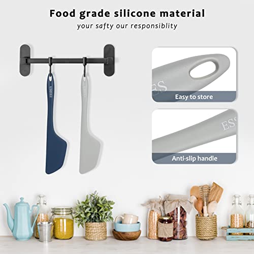 Essbes Heat Resistant Silicone Spatula - Nonstick Kitchen Spatulas Soft Durable Everyday Spatula One Piece Design Nonslip Handle Easy To Clean Suitable For Cooking, Baking (Grey) #TOP3