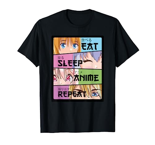 Cute Manga Kawaiano Giapponese - Cute Eat Sleep Anime Repeat Maglietta