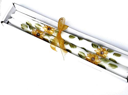 Hand Painted Decorated Decorative Dripless Yellow Sunflower Taper Candles Boho Chic Home Decor Hippie Decorations #TOP3