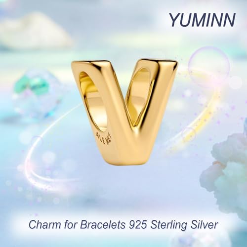 YUMINN Gold Letter V Charms for Bracelets 925 Sterling Silver Alphabet Initial Charms Beads Jewelry Gifts for Women by YUMINN - Image 2