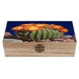Photo Gallery vstadank scatola dei ricordi in legno con coperchio incernierato a forma di cactus, scatole regalo in legno massello, splendidamente scatola per ricordi, organizer per gioielli, in stile retrò, con