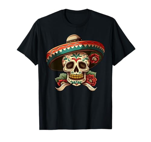 Photo de Fleurs Cinco De Mayo Mexicain Sugar Skull Dia de Los Muertos T-Shirt