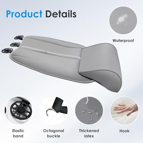 Image of FLORICH Car Seat Extender Leg Support Cushion for Driver Seats Office Chair, Leather Widened seat Cushion for Long Drivers Universal Car Seat Cushion Legs Rest Pads-Grey