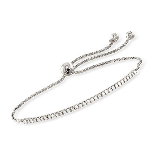 Ross-Simons 0.50 ct. t.w. Diamond Curved Bar Bolo Bracelet in Sterling Silver