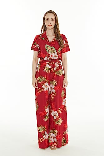 Image of Matchable Family Hawaiian Luau Men Women Girl Boy Clothes in Pineapple Garden Burgundy