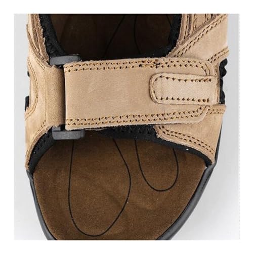 VOODUE Men Sandals Summer Genuine Leather Sandals Men Outdoor Shoes Men Leather Lightweight Breathable Sandals Plus Size 48 (Color : Khaki, Size : 40 EU)3