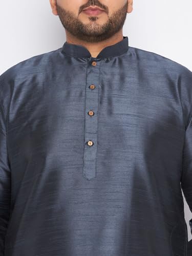 Image of Vastramay Plus Men's White Silk Blend Kurta Pyjama Set VPLUSMKWH001nPBL 44 | Independence Day