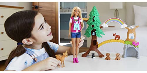 Barbie Wilderness Guide Doll And Playset, Blonde Fashion Doll With 10 Animal Figures, Tree, Rainbow And More #TOP1