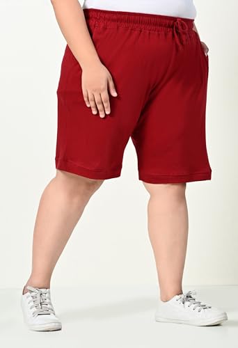 Image of Women's Plus Size Bermunda Shorts | Knee Length Cotton Short | Half Pants for Womens