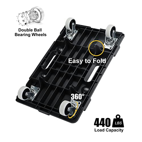 Wepump Furniture Moving Dolly Furniture Movers Dollys With Wheels, Portable Moving Rollers Leg Dollies For Heavy Furniture, 4 Wheels Small Flat Dolly, 440 Lbs Capacity, 2 Pack, Black #TOP1