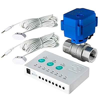 iSpring LS43 Water Leak Detector Alarm System, Automatic Shut-Off Valve and 2 Detection Sensors, Connects Up to 8 Sensor to Prevent Flooding, 3/4" NPT