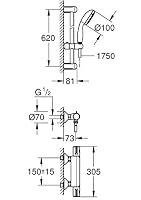GROHE Grohtherm 800 | Brause- und Duschsysteme - BRAUSETHERMOSTAT | mit Tempesta Brausegarnitur, 600 mm Brausestange | 34565000 – Ansicht 2