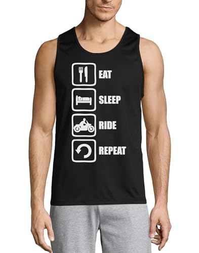 Camiseta sin mangas Atspauda Eat Sleep Ride Repeat de algodón que evita el calor en ruta