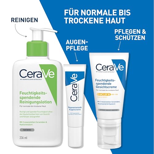 CeraVe Regenerierende Augencreme gegen Augenringe und Schwellungen, Augenpflege für normale bis trockene Haut, Mit Hyaluron und 3 essenziellen Ceramiden, 14 ml