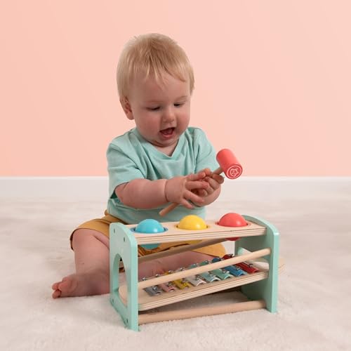 Owl & Fox Wooden Xylophone Bench with Coloured Balls & Hammer - Image 4