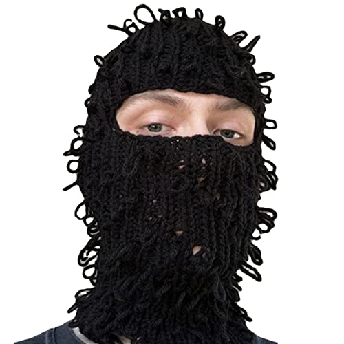 Ski Mask Balaclava Knitted Full Face Winter Outdoor Cycling Windproof Neck Warmer for Men Women One Size Fits All (Black)