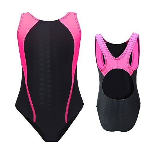 Image of GLIGLITTR Girls' Athletic One Piece Swimsuit Kids Black Swimwear for Swim Team Practice Competition Beach Sport Bathing Suit