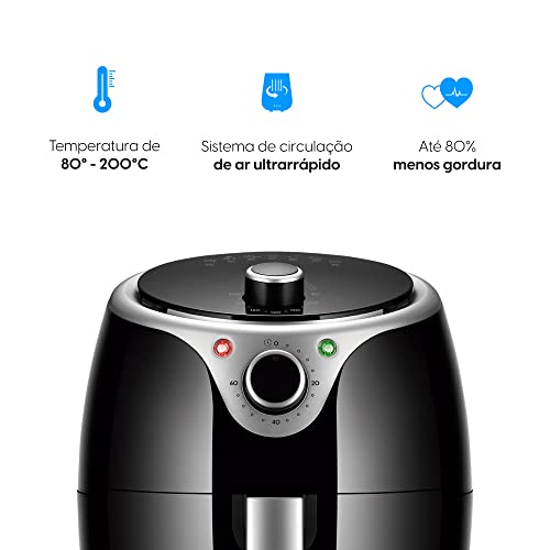 Fritadeira Elétrica Flash Fryer Elgin Preta 3,5 Litros Preta 127V- Airfryer