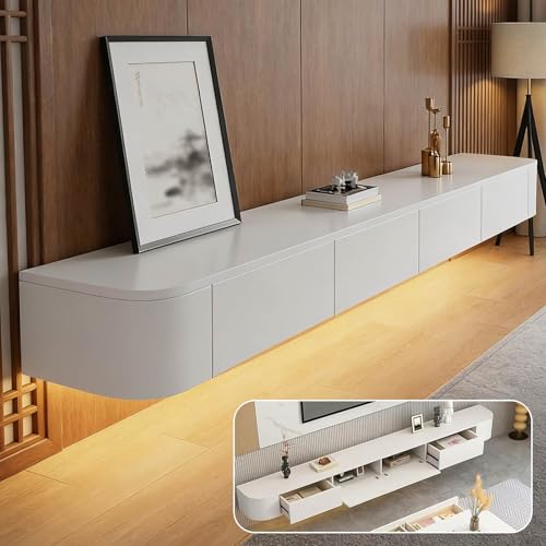 Soporte de TV flotante de 300cm con gran almacenamiento y diseño de fácil limpieza
