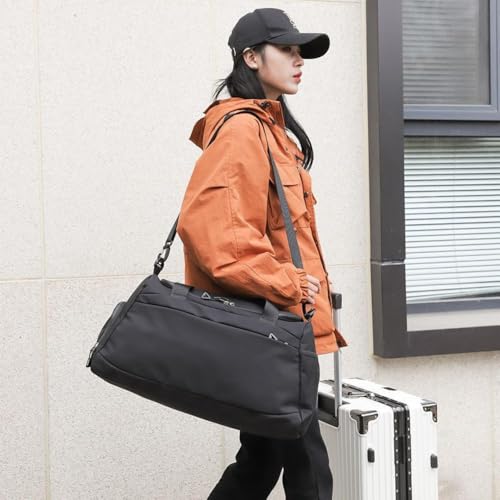 Image of CAVALO - Be Unique Travelling Bags for Luggage Muti- Pocket Sports Duffle Bags for Men and Women with Wet Pocket & Shoe Compartment Weekender Overnight Gym Bags for Women (Black)