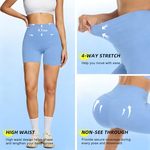 Image of FULLSOFT High Waisted Biker Shorts for Women-5 inch Tummy Control Fitness Athletic Workout Running Yoga Gym Shorts