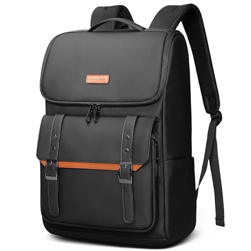hk 17,3 Zoll Laptop Rucksack Herren & Damen mit originellem Design – Leichter, wasserabweisender Herrenrucksack mit großem Fassungsvermögen für Arbeit, Reise, Büro & Universität – Schwarz