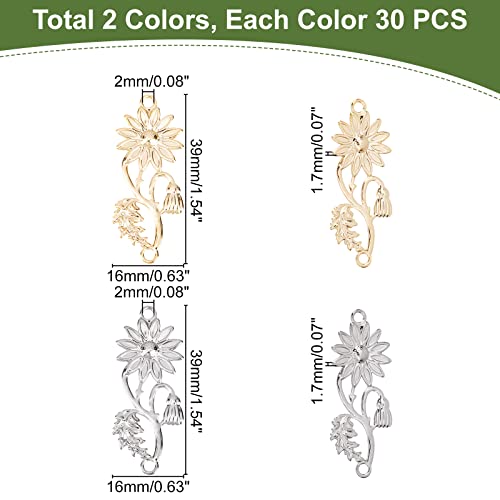 Dicosmetic 60Pcs Stainless Steel Sunflower Charms Pendant Antique Golden Jewelry Making Supplies Kit Craft Accessories For Diy Personalized Jewelry Making Findings Hole: 2Mm #TOP4
