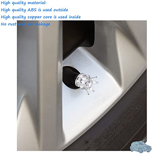 4 Pieces Crown Tire Valve Stem Caps Bling Handmade Crystal Rhinestone Universal Chrome Crown Vehicle Car Tire Caps Covers, Attractive Accessories For Car (White) #TOP4