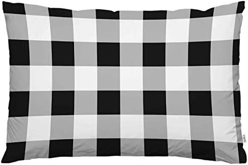 EKOBLA Throw Pillow Cover Buffalo Check Plaid Retro Black White Classic Tartan Rustic Geometric Design Decor Lumbar Pillow Case Cushion for Sofa Couch Bed Standard Queen Size 20x30 Inch