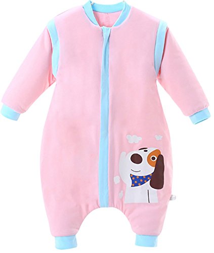 luyusbaby Early Walker Removable Sleeve Baby Wearable Blanket with Feet, Pink, Thick, Large