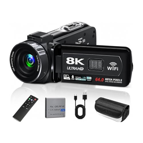 Caméra vidéo 8K avec vision nocturne infrarouge et zoom puissant 18x