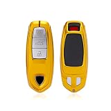 JanneChou Premium Aluminum Metal Key Fob Case Cover Shell Compatible for Lamborghini URUS 2018-2020 With Metal Key Chain Gold