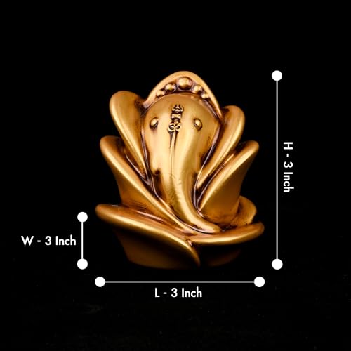 Image of Artarium Rose Shape Ganesh Ji Idol Ganesha Ji Murti Ganesha Statue for Car Dashboard Figurine Decoration & Pooja Gifting Purpose Sculpture House Warming Statue (Rose Ganesh Antique 3 Inch)