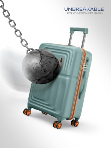 Image of Safari Roma Hard Luggage Trolley Bag with 8 Wheels Large Size Check-in Suitcase - Sage Green