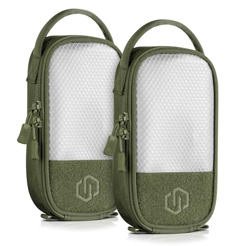 Savior Equipment Core Tactical Mesh Zipper Pouch, 4" x 8" Modular EDC Tool Organizer, 2-Pack, Green