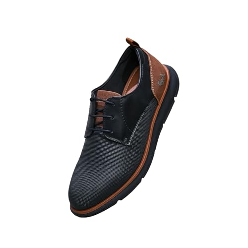 Image of Neeman's Textured Derby Sneakers for Men | PU & Micro-Suede Upper, Cushioned EVA Sole | Lightweight Lace-Up Casual Shoes for All-Day Comfort.