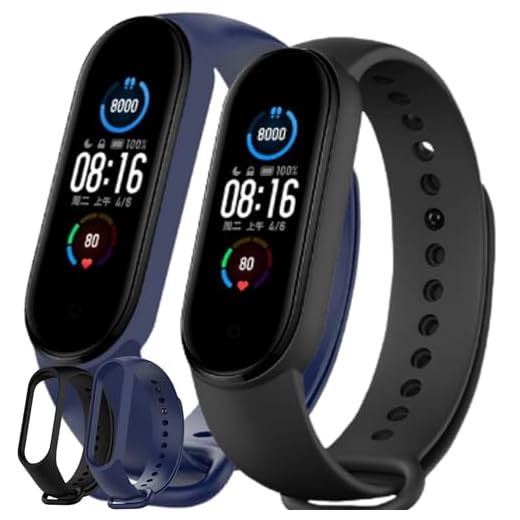 Pulseira para MI Band 5 6 e 7 em Silicone Uma Preta e Azul Royal Band Silicone Resistente e Duravél