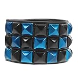 Hemobllo Unisex Punk Lederarmband mit Farbigen Nieten Breites Gothic Armband für Herren und Damen Verstellbares Fake leder Wickelarmband für Rock Bar und Halloween Party