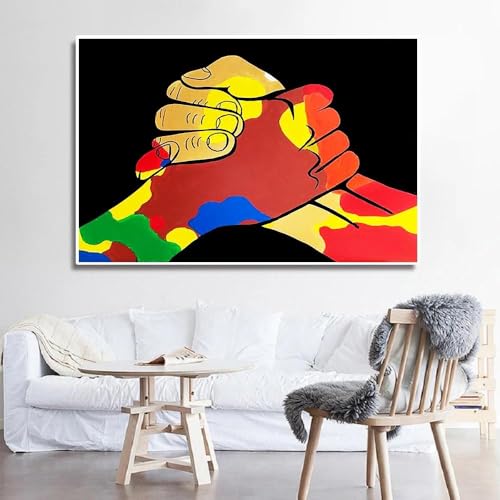 Toile abstraite graffitis et main grand format 50x70cm sans cadre - 3
