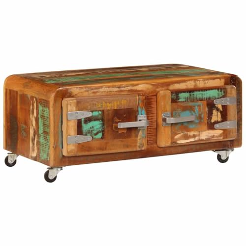 Table basse bois massif multicolore 85x55x40 cm pour salon sans âme - 2