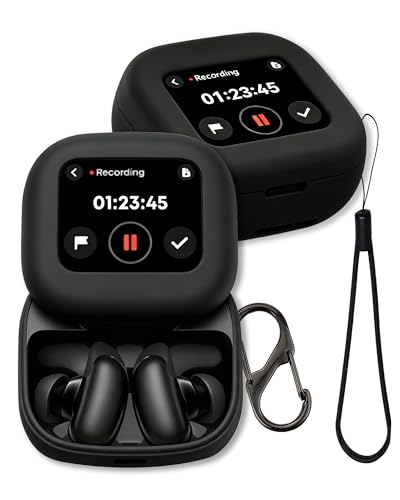 Coque Anker Soundcore Liberty 5 Pro Max en silicone noir souple avec mousqueton