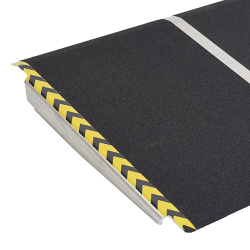 PEPE Mobility Rollstuhlrampe 60 cm für Stufen und Bordsteine, rutschfeste Schwellenrampe 7 bis 15 cm Höhe, Aluminium Rampe für Rollstuhl bis 272 kg, Treppenrampe