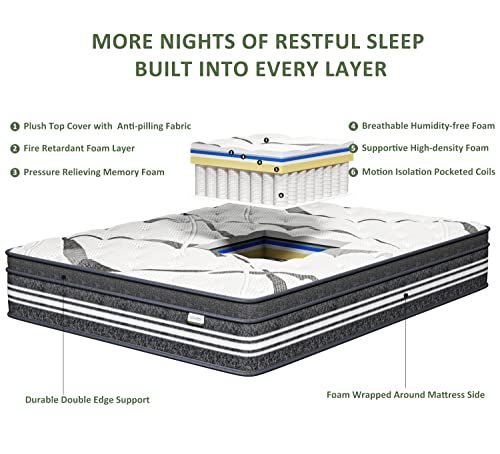 Naiveer 10 Inch Memory Foam Hybrid Mattress Full Size, Individually Wrapped Coils, Certipur-Us Certified, Medium Firm Mattress For Back Pain & Pressure Relieve, Mattress In A Box #TOP1