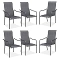 VICLLAX Stackable Patio Chair Set of 4, Lawn Chairs with High Back, Outdoor Dining Chairs for Outside, Poolside and Garden, Dark Grey