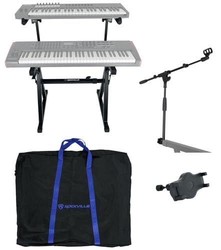 Rockville Z55 Bundle: Z-Style 2-Tier Keyboard Stand with Travel Bag,